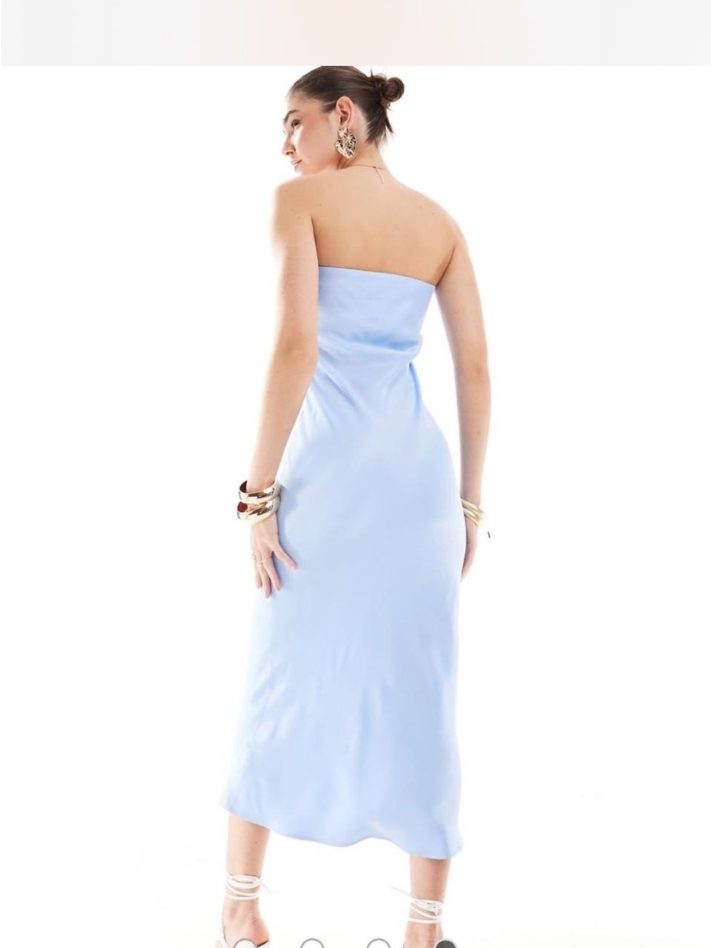 Bershka Strapless Light Blue Midi Dress
